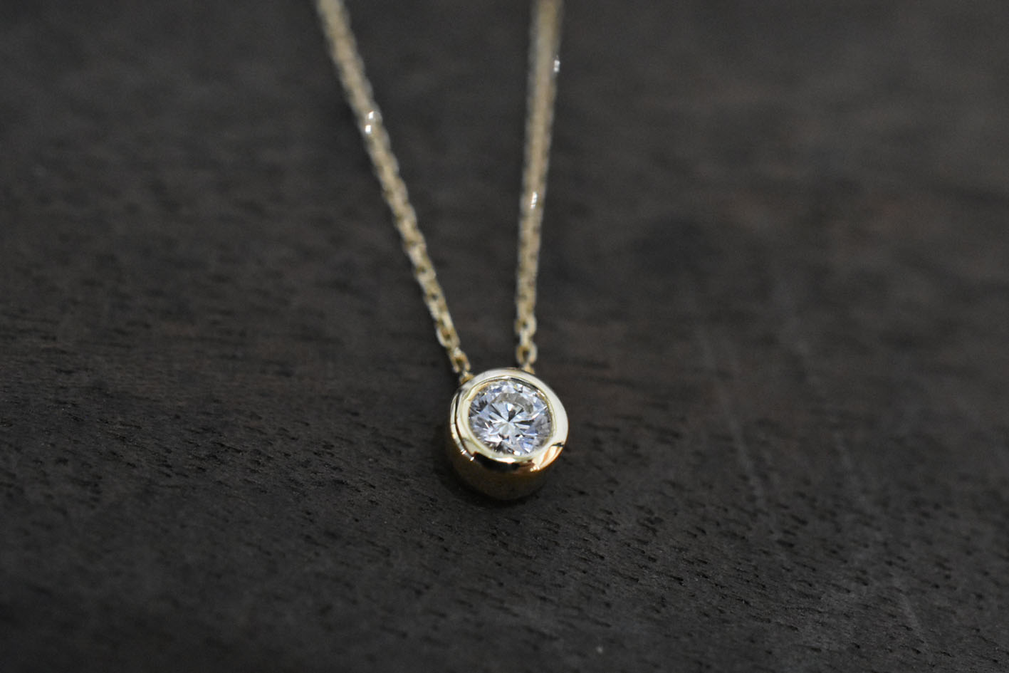 K18YG / One Diamond Necklace 0.213ct / E / VVS2 / 3EX H&C
