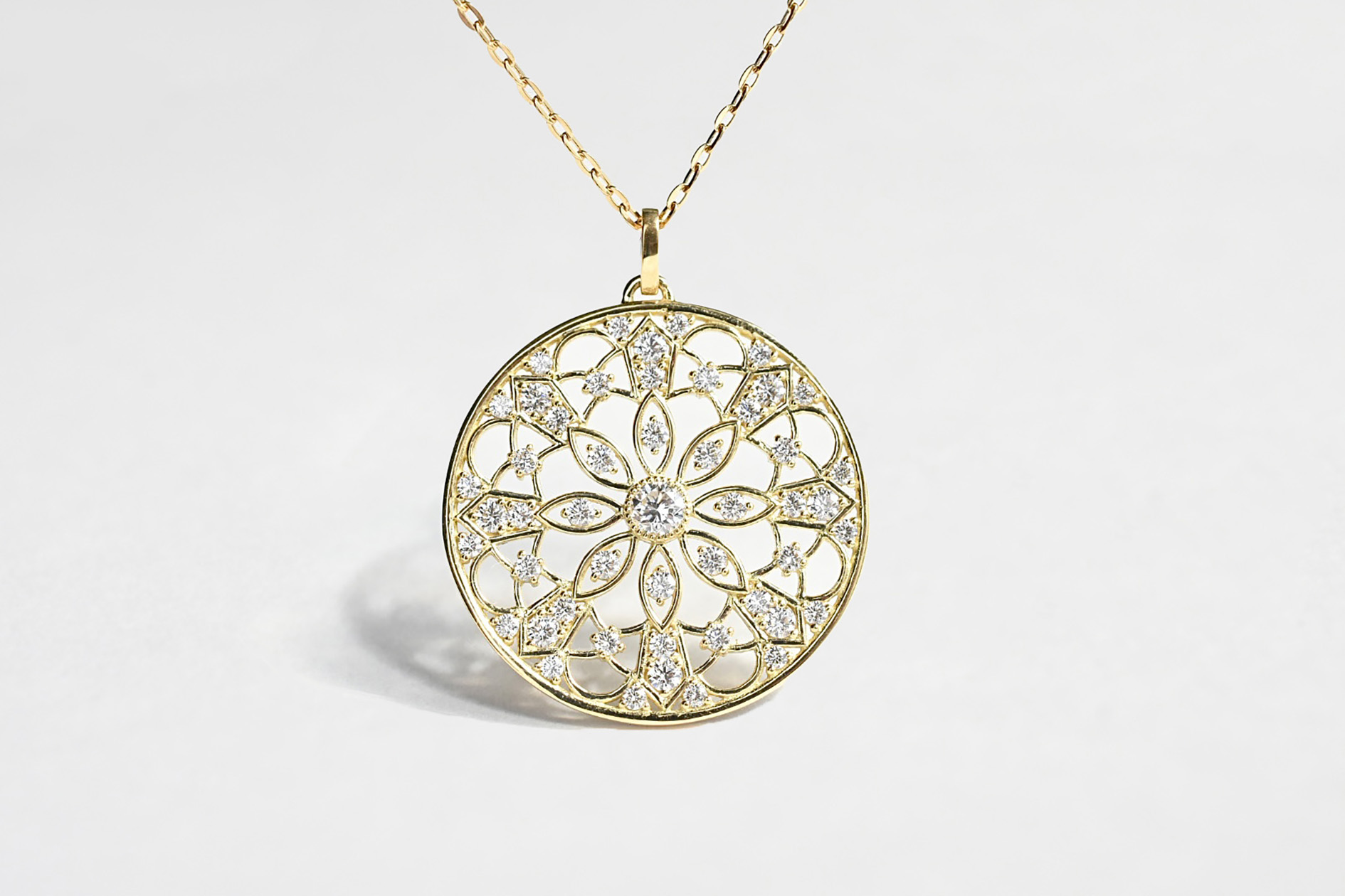 K18ローズウインドウネックレスL6