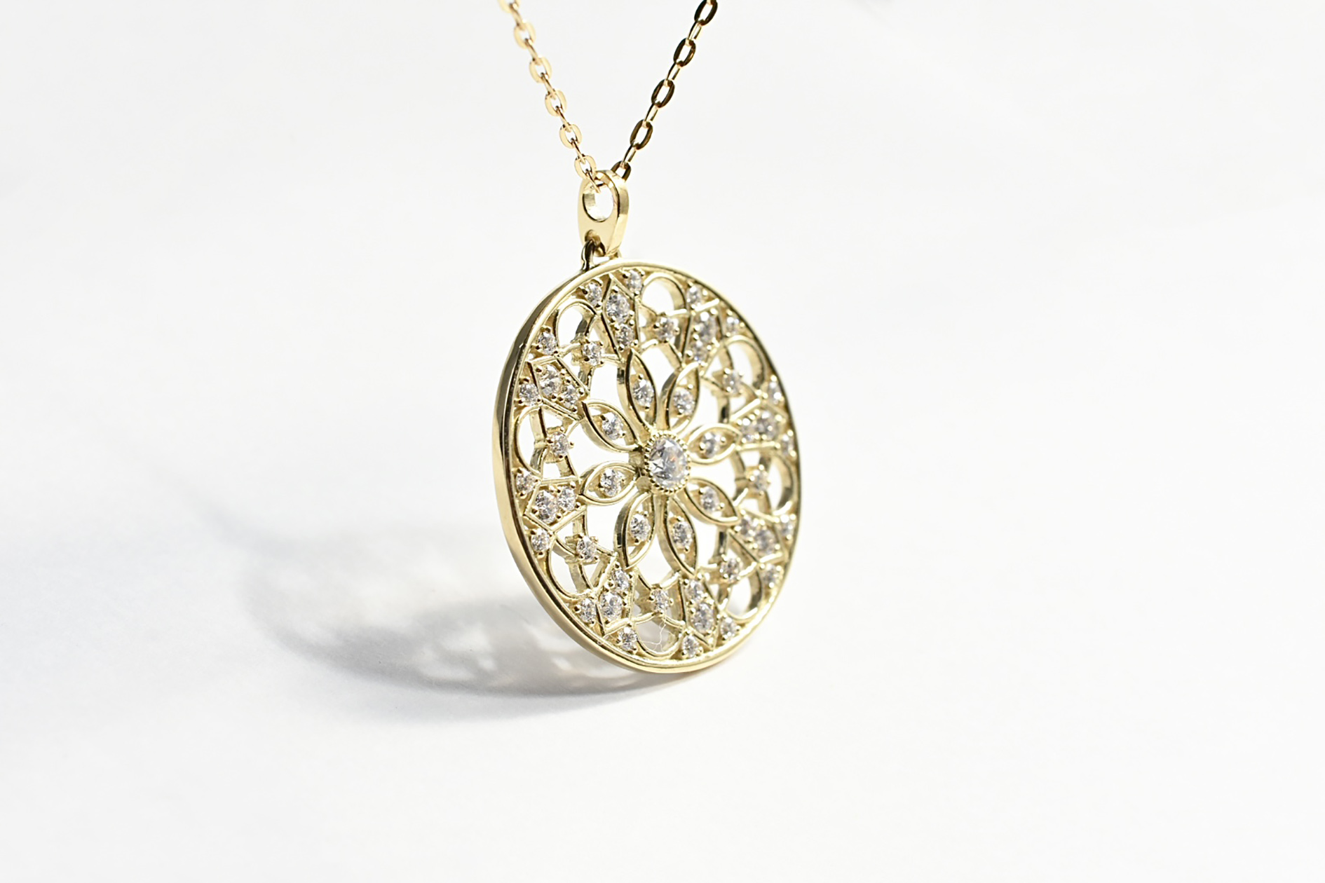 K18ローズウインドウネックレスL5